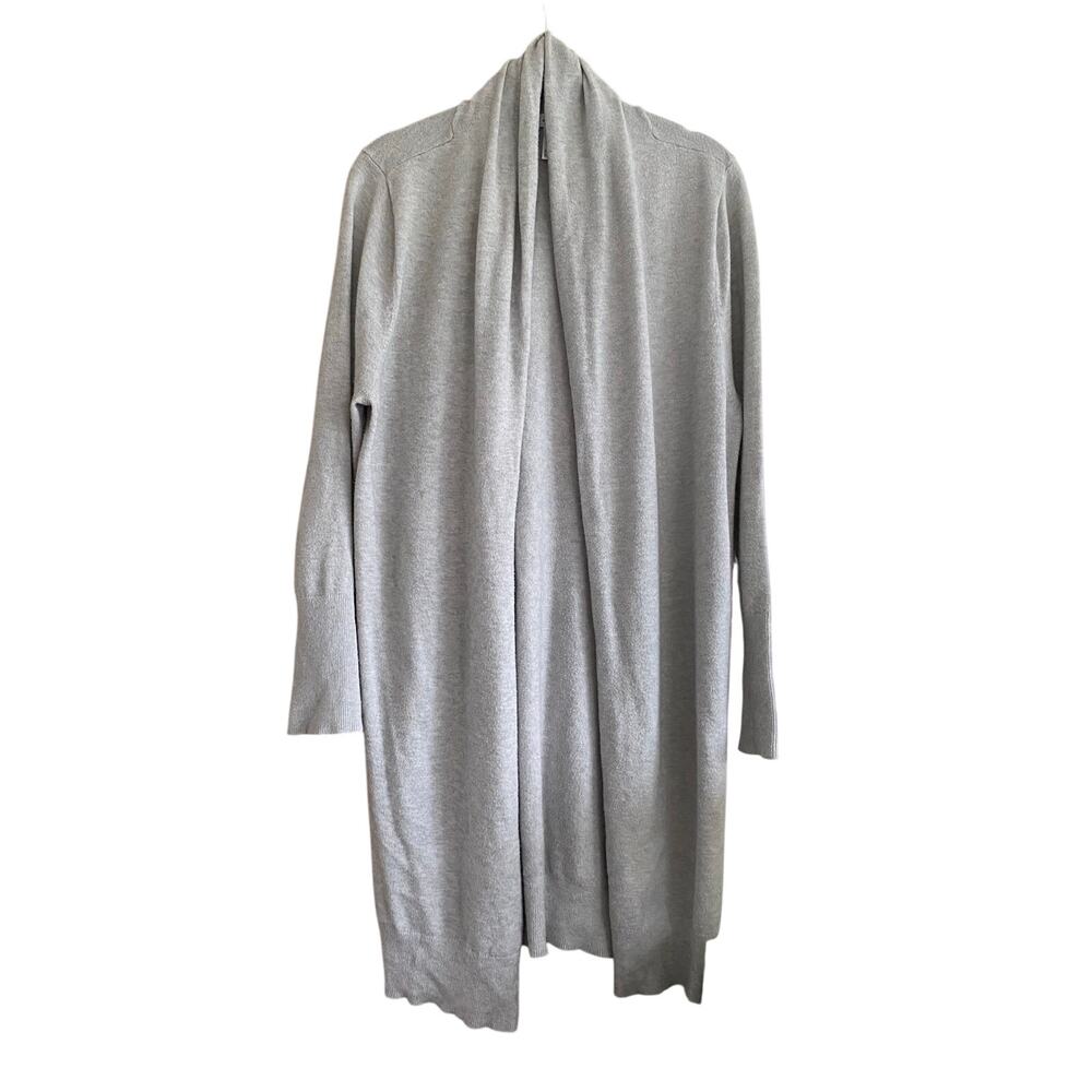Leith Light Grey Long Length Open Cardigan Size Small